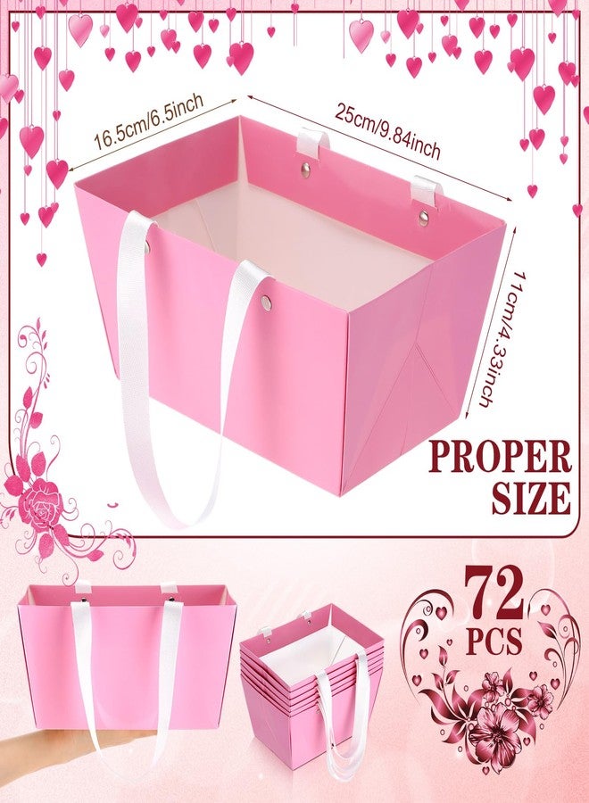 Glenmal 72 Pcs Baskets for Gifts Waterproof Empty Kraft Basket Bulk with Handles 9.8 x 6.5 x 4.3'' Gift Basket Empty to Fill for Wedding Party Christmas Valentines(Pink) - Image 2